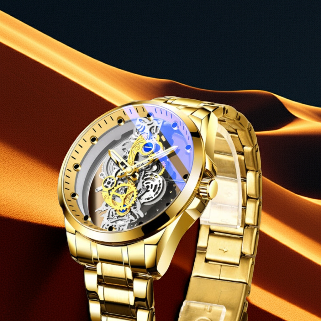 Automatic Quartz Watch Gold Vintage Man Watch