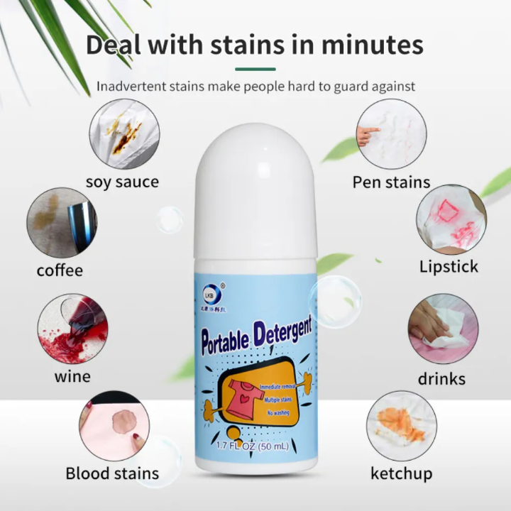 This 50ml portable stain remover pen features a rolling ball design, making it easy to carry and suitable for localized cleaning. It effectively removes various stains like coffee, tea, fruit juices, and oil stains from clothes, sofas, and pants. The prod